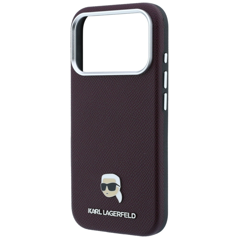 Θήκη MagSafe για Apple iPhone 18 Pro Max / 17 Pro Max, Karl Lagerfeld, Μεταλλικό Σχέδιο Karl Head's Grained, Βυσσινί