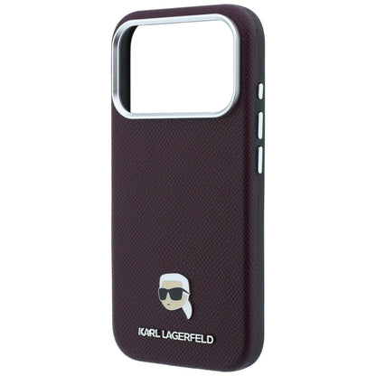 Θήκη MagSafe για Apple iPhone 18 Pro Max / 17 Pro Max, Karl Lagerfeld, Μεταλλικό Σχέδιο Karl Head's Grained, Βυσσινί