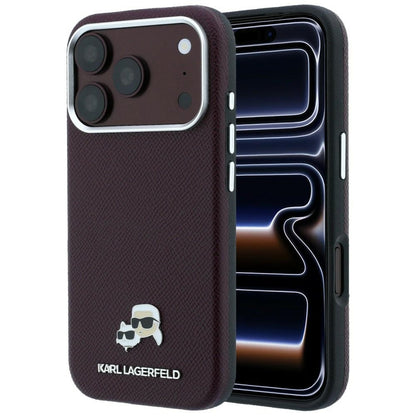 Θήκη MagSafe για Apple iPhone 18 Pro Max / 17 Pro Max, Karl Lagerfeld, Grained KC Heads, Βυσσινί