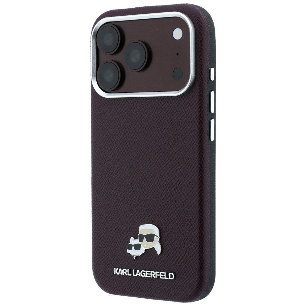 Θήκη MagSafe για Apple iPhone 18 Pro Max / 17 Pro Max, Karl Lagerfeld, Grained KC Heads, Βυσσινί