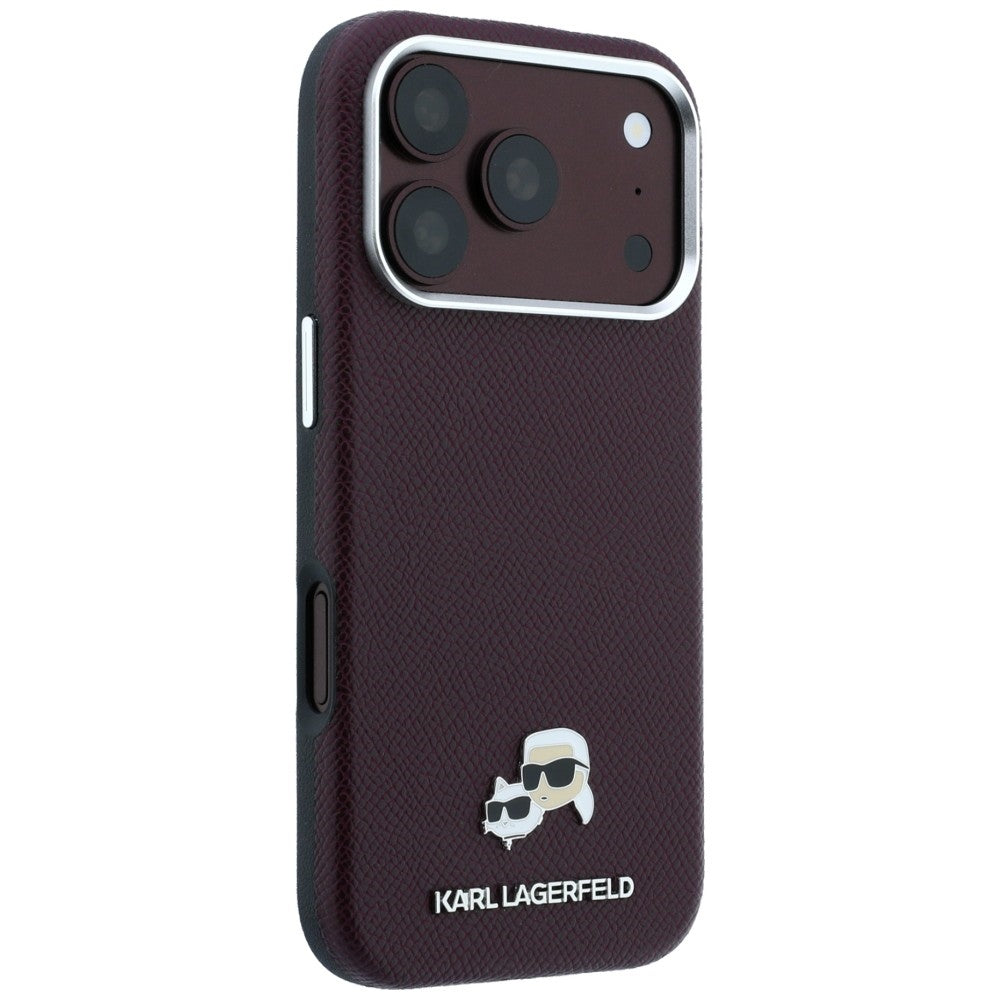 Θήκη MagSafe για Apple iPhone 18 Pro Max / 17 Pro Max, Karl Lagerfeld, Grained KC Heads, Βυσσινί