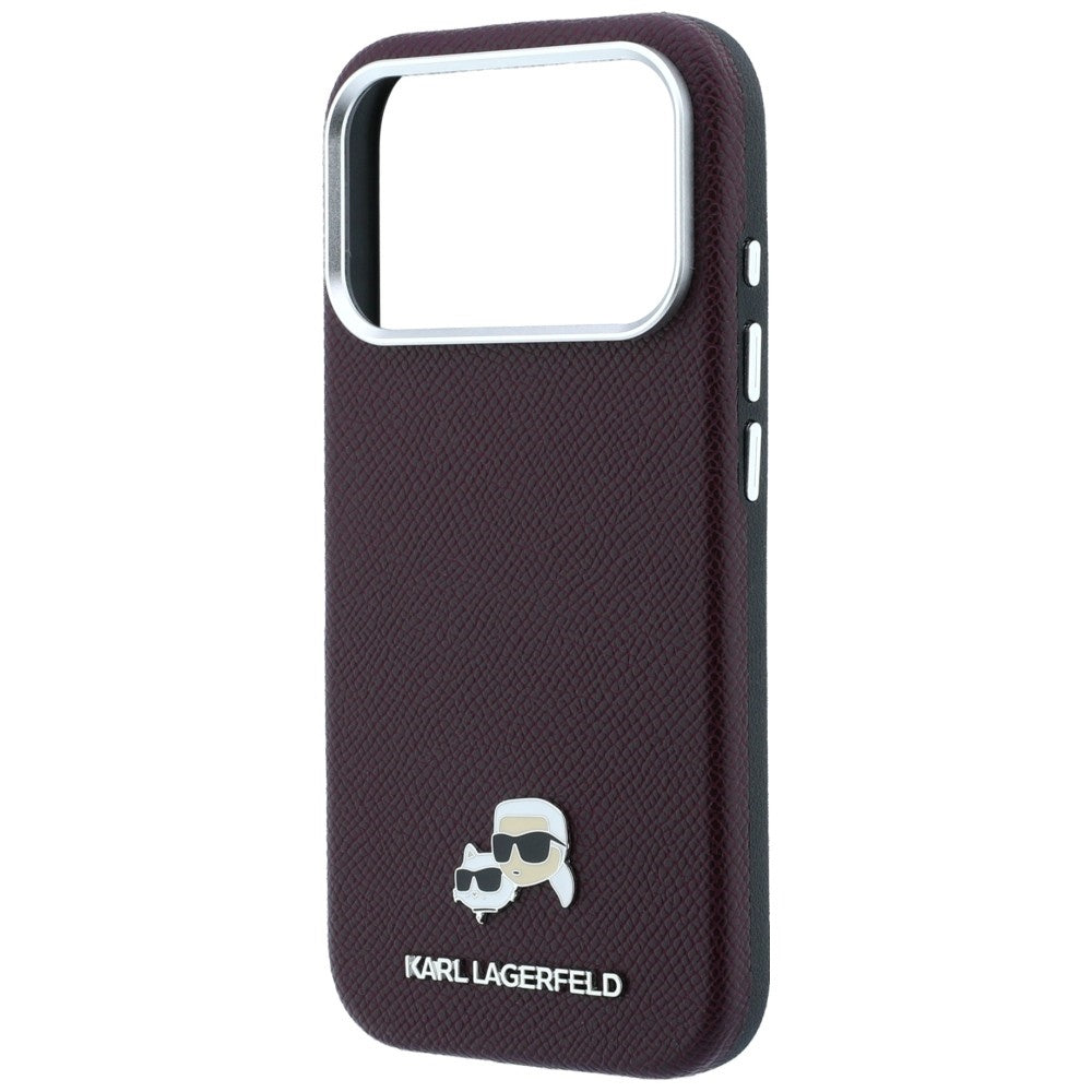 Θήκη MagSafe για Apple iPhone 18 Pro Max / 17 Pro Max, Karl Lagerfeld, Grained KC Heads, Βυσσινί