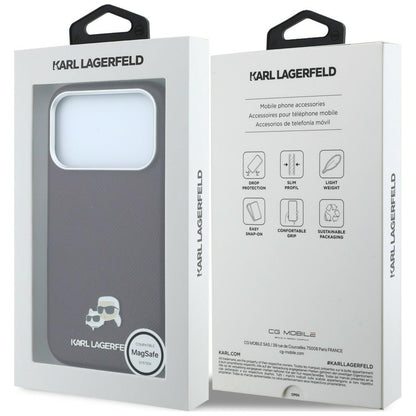 Θήκη MagSafe για Apple iPhone 18 Pro Max / 17 Pro Max, Karl Lagerfeld, Grained KC Heads, Βυσσινί