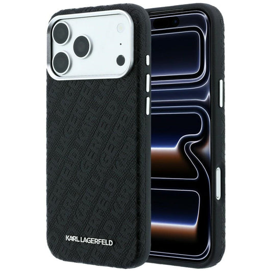 Θήκη MagSafe για Apple iPhone 18 Pro Max / 17 Pro Max, Karl Lagerfeld, Μεταλλικό Λογότυπο με Υφή, Μαύρο