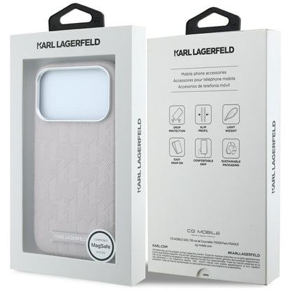 MagSafe Case for Apple iPhone 18 Pro Max / 17 Pro Max, Karl Lagerfeld, Grained Mono Resin Logo, Pink