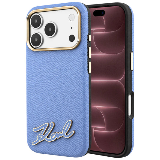 Θήκη MagSafe για Apple iPhone 18 Pro Max / 17 Pro Max, Karl Lagerfeld, Grained Resin Sign Logo, Μπλε