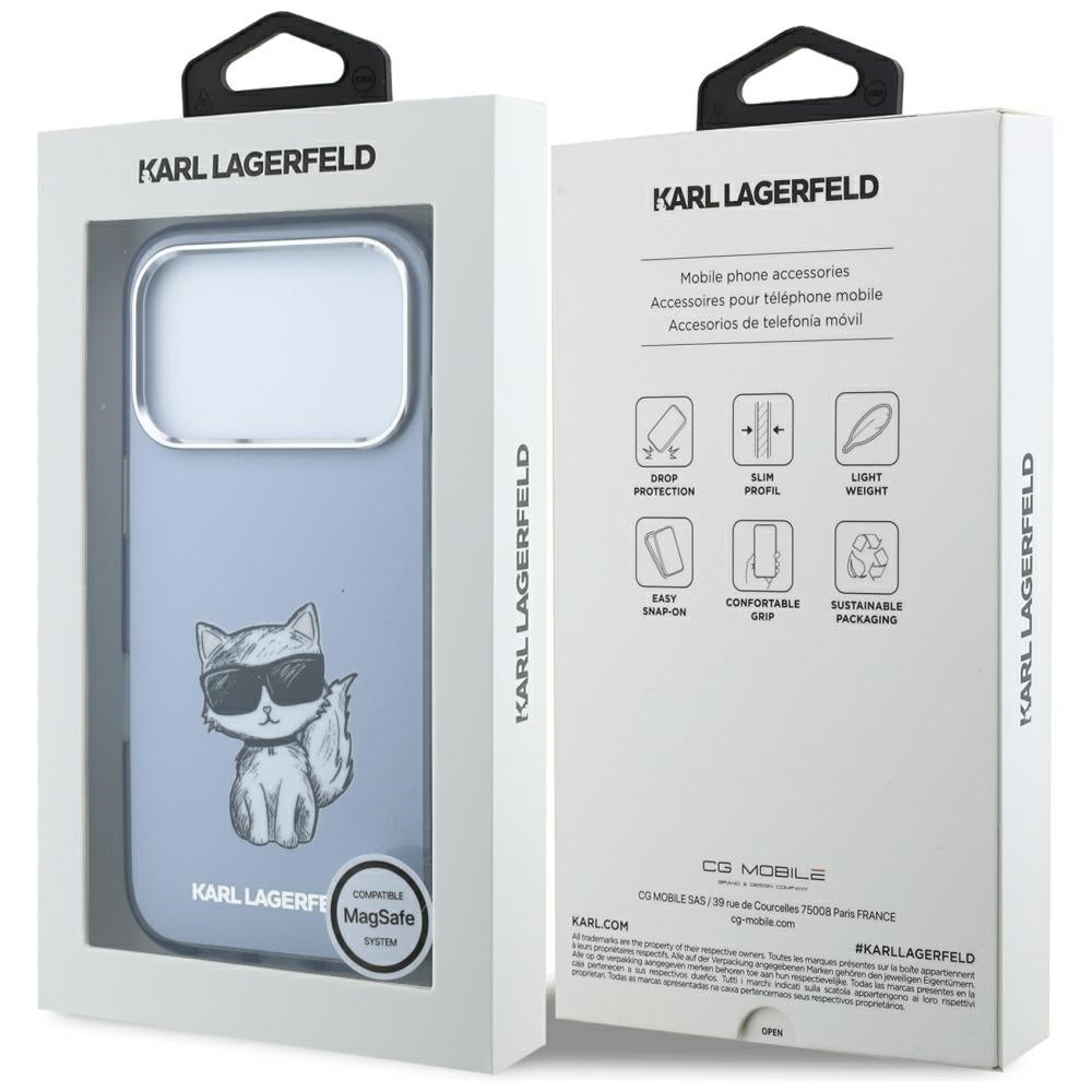 Θήκη MagSafe για Apple iPhone 18 Pro Max / 17 Pro Max, Karl Lagerfeld, IML Choupette Body Sketch Print, Μπλε