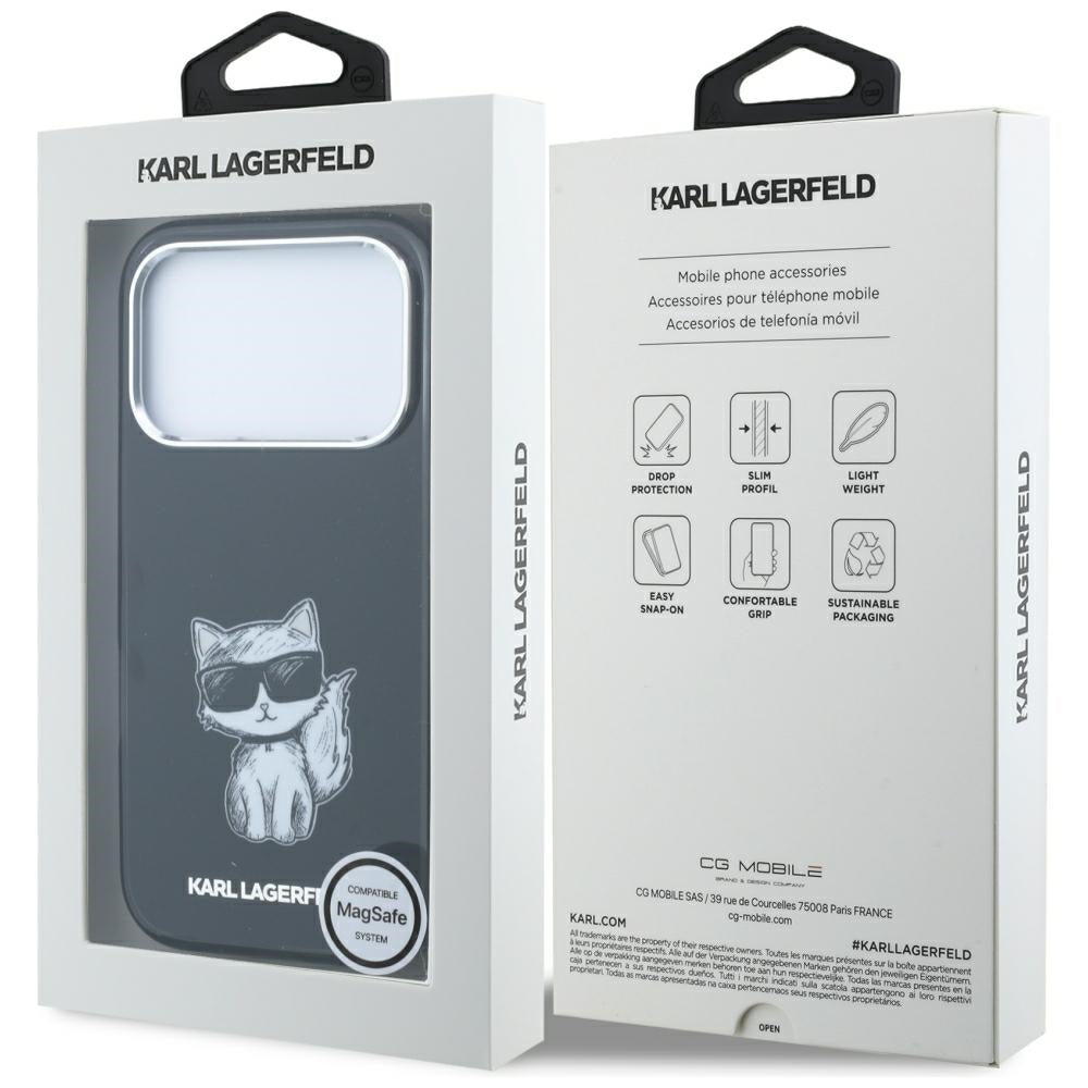Θήκη MagSafe για Apple iPhone 18 Pro Max / 17 Pro Max, Karl Lagerfeld, IML Choupette Body Sketch Print, Μαύρο