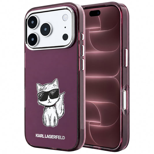 Θήκη MagSafe για Apple iPhone 18 Pro Max / 17 Pro Max, Karl Lagerfeld, IML Choupette Body Sketch Print, Βυσσινί