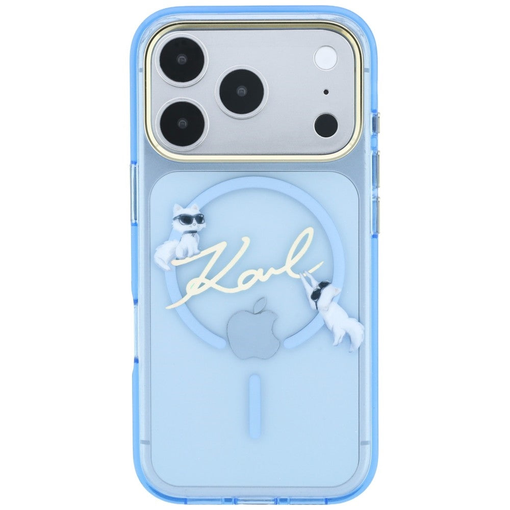 Θήκη MagSafe για Apple iPhone 18 Pro Max / 17 Pro Max, Karl Lagerfeld, IML Choupette Karl Script Logo, Μπλε