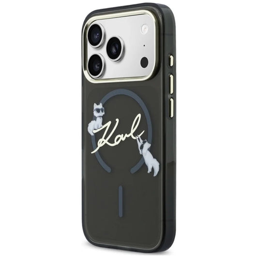Θήκη MagSafe για Apple iPhone 18 Pro Max / 17 Pro Max, Karl Lagerfeld, IML Choupette Karl Script Logo, Μαύρο