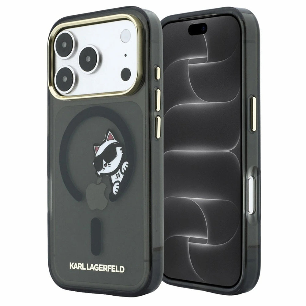Θήκη MagSafe για Apple iPhone 18 Pro Max / 17 Pro Max, Karl Lagerfeld, IML Peekaboo Print και Μεταλλικό Πλαίσιο, Μαύρο