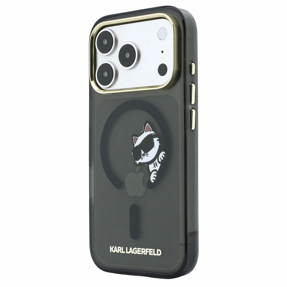 Θήκη MagSafe για Apple iPhone 18 Pro Max / 17 Pro Max, Karl Lagerfeld, IML Peekaboo Print και Μεταλλικό Πλαίσιο, Μαύρο