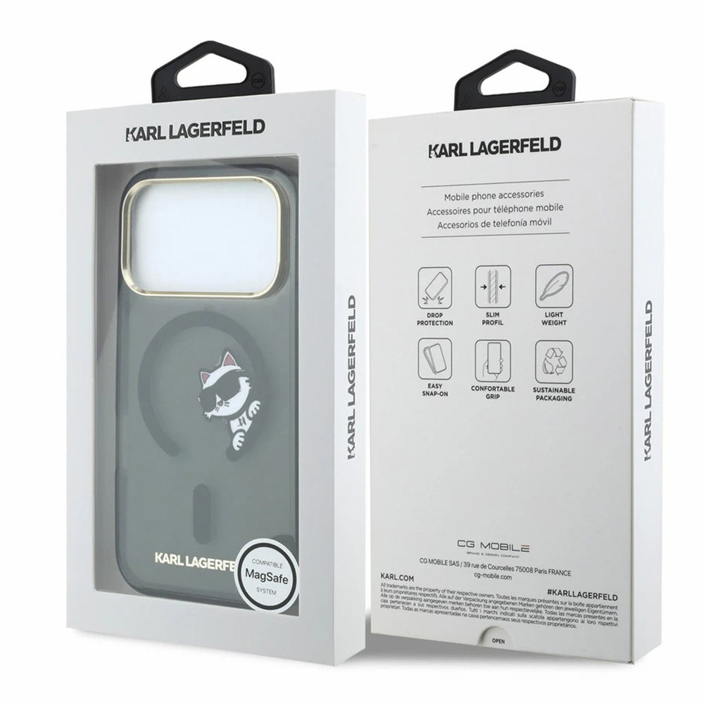 Θήκη MagSafe για Apple iPhone 18 Pro Max / 17 Pro Max, Karl Lagerfeld, IML Peekaboo Print και Μεταλλικό Πλαίσιο, Μαύρο