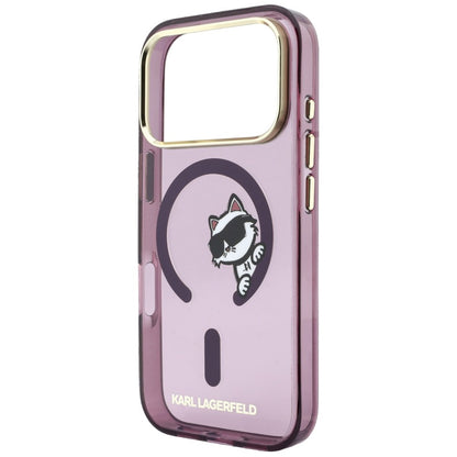 Θήκη MagSafe για Apple iPhone 18 Pro Max / 17 Pro Max, Karl Lagerfeld, IML Peekaboo Print και Μεταλλικό Πλαίσιο, Βυσσινί