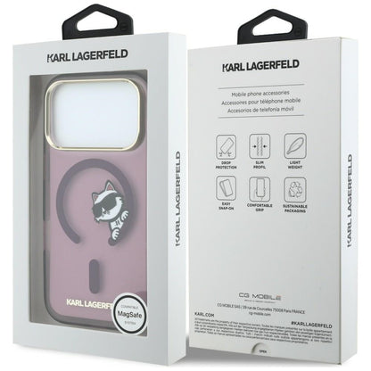 Θήκη MagSafe για Apple iPhone 18 Pro Max / 17 Pro Max, Karl Lagerfeld, IML Peekaboo Print και Μεταλλικό Πλαίσιο, Βυσσινί