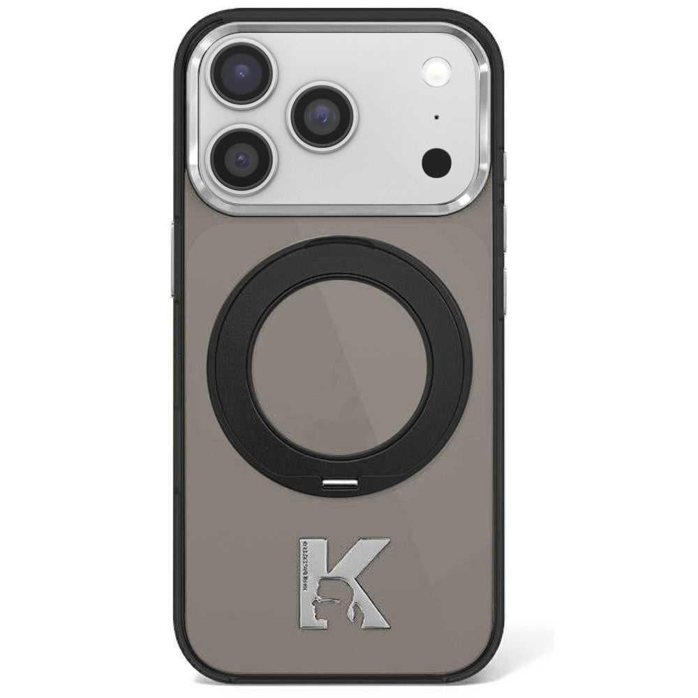 Θήκη MagSafe για Apple iPhone 18 Pro Max / 17 Pro Max, Karl Lagerfeld, IML Ring Stand Kameo Metal, Μαύρο