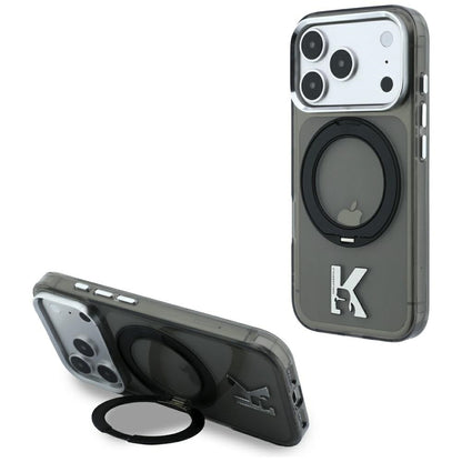 Θήκη MagSafe για Apple iPhone 18 Pro Max / 17 Pro Max, Karl Lagerfeld, IML Ring Stand Kameo Metal, Μαύρο