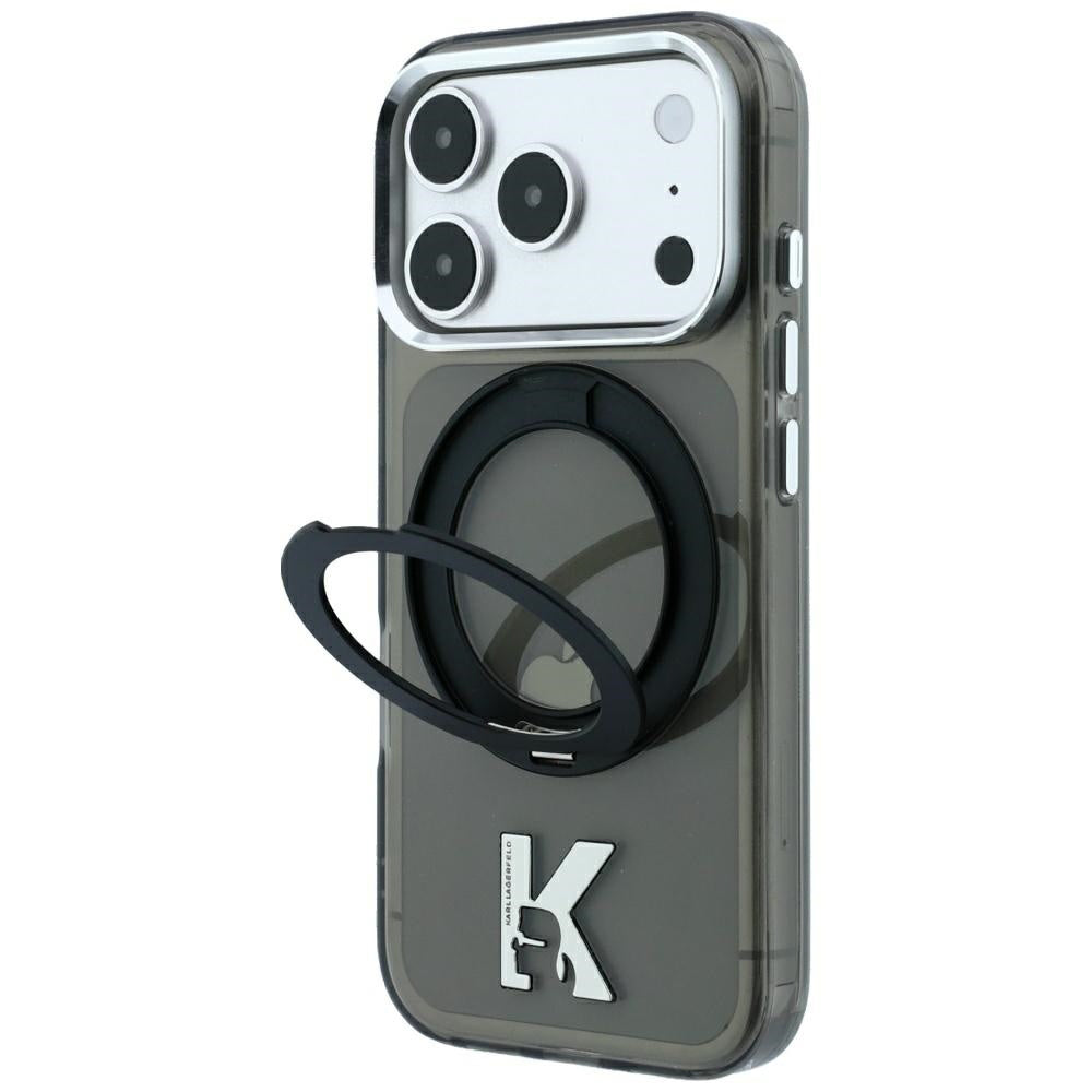 Θήκη MagSafe για Apple iPhone 18 Pro Max / 17 Pro Max, Karl Lagerfeld, IML Ring Stand Kameo Metal, Μαύρο