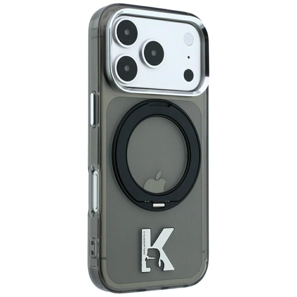 Θήκη MagSafe για Apple iPhone 18 Pro Max / 17 Pro Max, Karl Lagerfeld, IML Ring Stand Kameo Metal, Μαύρο