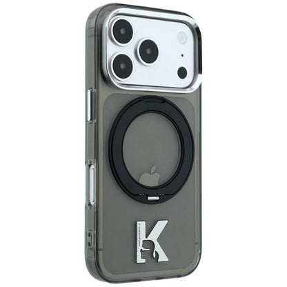 Θήκη MagSafe για Apple iPhone 18 Pro Max / 17 Pro Max, Karl Lagerfeld, IML Ring Stand Kameo Metal, Μαύρο