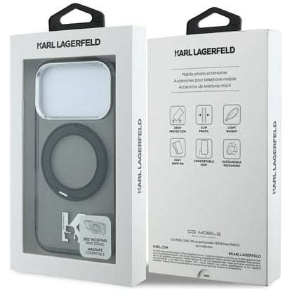 Θήκη MagSafe για Apple iPhone 18 Pro Max / 17 Pro Max, Karl Lagerfeld, IML Ring Stand Kameo Metal, Μαύρο
