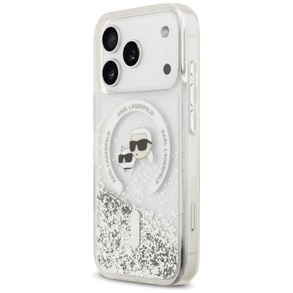 Θήκη MagSafe για Apple iPhone 18 Pro Max / 17 Pro Max, Karl Lagerfeld, Liquid Glitter Karl & Choupette Head's, Διαφανής