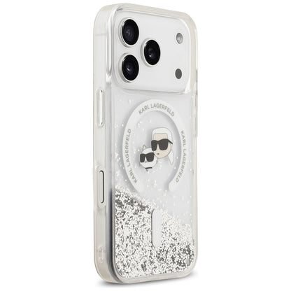 Θήκη MagSafe για Apple iPhone 18 Pro Max / 17 Pro Max, Karl Lagerfeld, Liquid Glitter Karl & Choupette Head's, Διαφανής