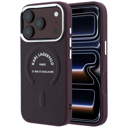 Θήκη MagSafe για Apple iPhone 18 Pro Max / 17 Pro Max, Karl Lagerfeld, Δαχτυλίδι Karl RSG Logo, Βυσσινί