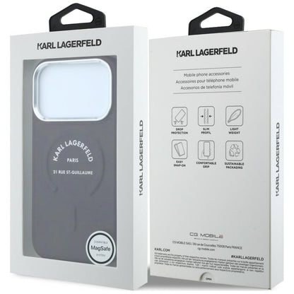 Θήκη MagSafe για Apple iPhone 18 Pro Max / 17 Pro Max, Karl Lagerfeld, Δαχτυλίδι Karl RSG Logo, Βυσσινί
