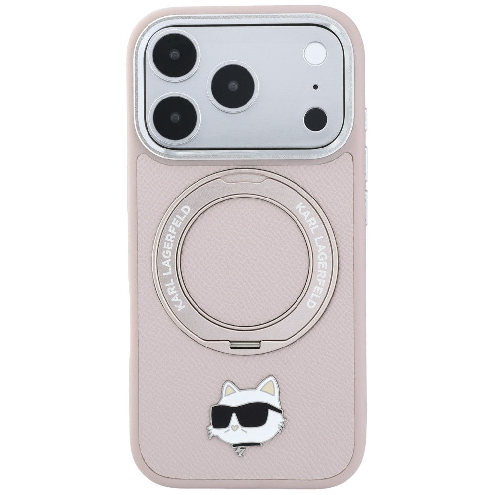 Θήκη MagSafe για Apple iPhone 18 Pro Max / 17 Pro Max, Karl Lagerfeld, Ring Stand 360 Choupette Pin, Ροζ