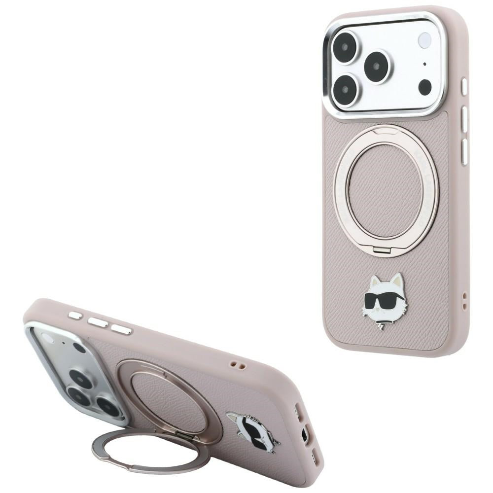 Θήκη MagSafe για Apple iPhone 18 Pro Max / 17 Pro Max, Karl Lagerfeld, Ring Stand 360 Choupette Pin, Ροζ