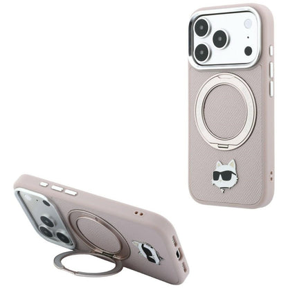 Θήκη MagSafe για Apple iPhone 18 Pro Max / 17 Pro Max, Karl Lagerfeld, Ring Stand 360 Choupette Pin, Ροζ