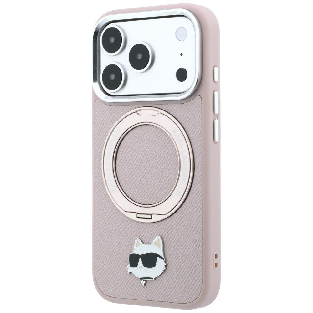 Θήκη MagSafe για Apple iPhone 18 Pro Max / 17 Pro Max, Karl Lagerfeld, Ring Stand 360 Choupette Pin, Ροζ