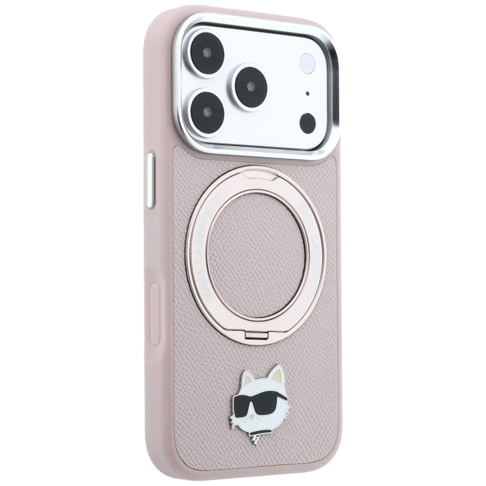 Θήκη MagSafe για Apple iPhone 18 Pro Max / 17 Pro Max, Karl Lagerfeld, Ring Stand 360 Choupette Pin, Ροζ