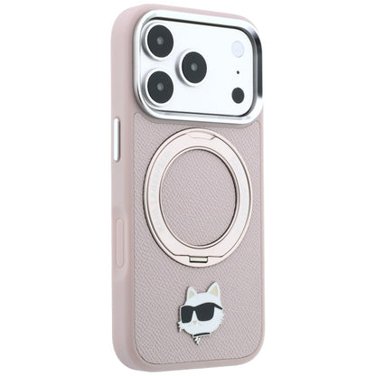 Θήκη MagSafe για Apple iPhone 18 Pro Max / 17 Pro Max, Karl Lagerfeld, Ring Stand 360 Choupette Pin, Ροζ