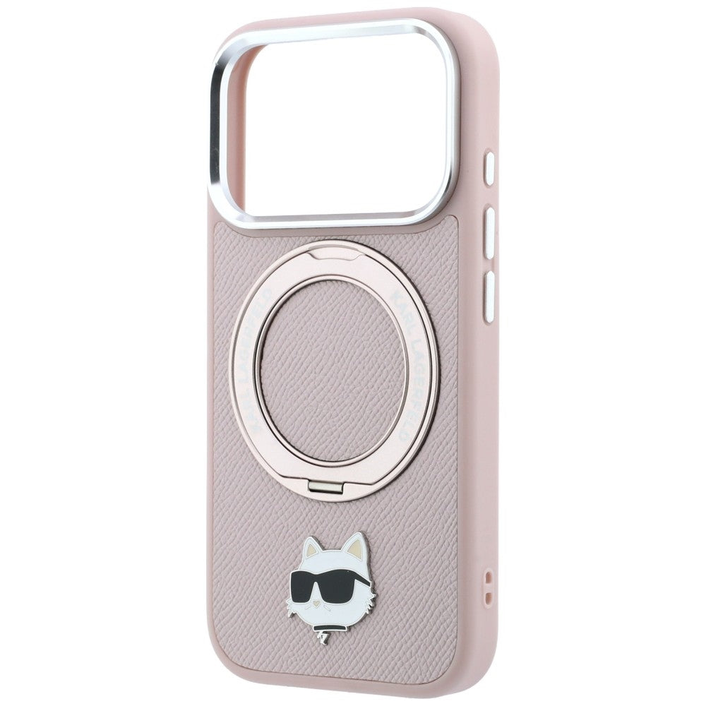 Θήκη MagSafe για Apple iPhone 18 Pro Max / 17 Pro Max, Karl Lagerfeld, Ring Stand 360 Choupette Pin, Ροζ