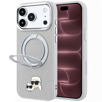 Θήκη MagSafe για Apple iPhone 18 Pro Max / 17 Pro Max, Karl Lagerfeld, Ring Stand 360 Karl & Choupette Pin, Γκρι