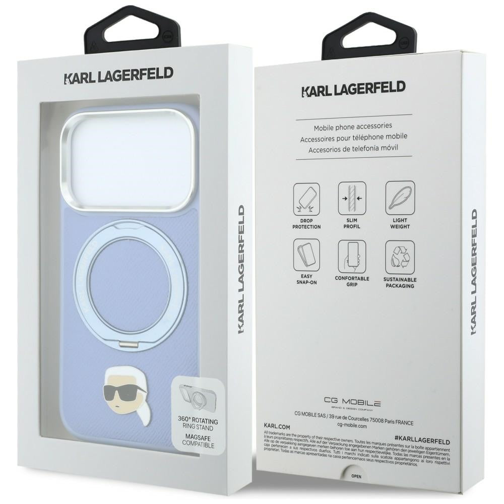 Θήκη MagSafe για Apple iPhone 18 Pro Max / 17 Pro Max, Karl Lagerfeld, Ring Stand 360 Karl Pin, Μπλε
