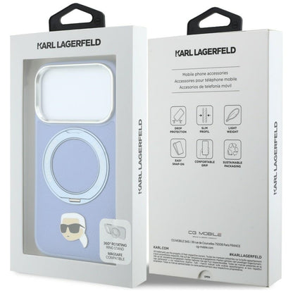 Θήκη MagSafe για Apple iPhone 18 Pro Max / 17 Pro Max, Karl Lagerfeld, Ring Stand 360 Karl Pin, Μπλε