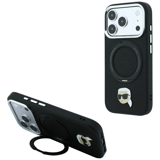 Θήκη MagSafe για Apple iPhone 18 Pro Max / 17 Pro Max, Karl Lagerfeld, Ring Stand 360 Karl Pin, Μαύρη
