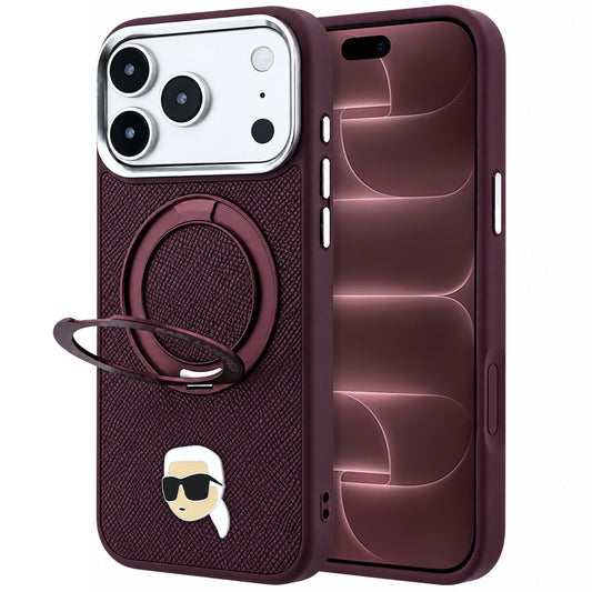 Θήκη MagSafe για Apple iPhone 18 Pro Max / 17 Pro Max, Karl Lagerfeld, Ring Stand 360 Karl Pin, Βυσσινί