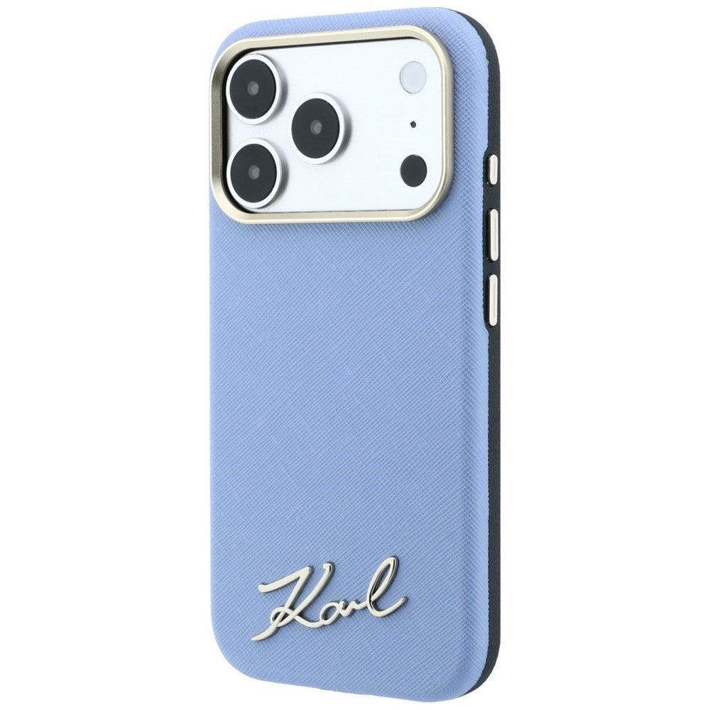 Θήκη MagSafe για Apple iPhone 18 Pro Max / 17 Pro Max, Karl Lagerfeld, Saffiano Small Script Metal Logo, Bleu