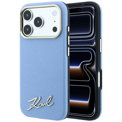 Θήκη MagSafe για Apple iPhone 18 Pro Max / 17 Pro Max, Karl Lagerfeld, Saffiano Small Script Metal Logo, Bleu