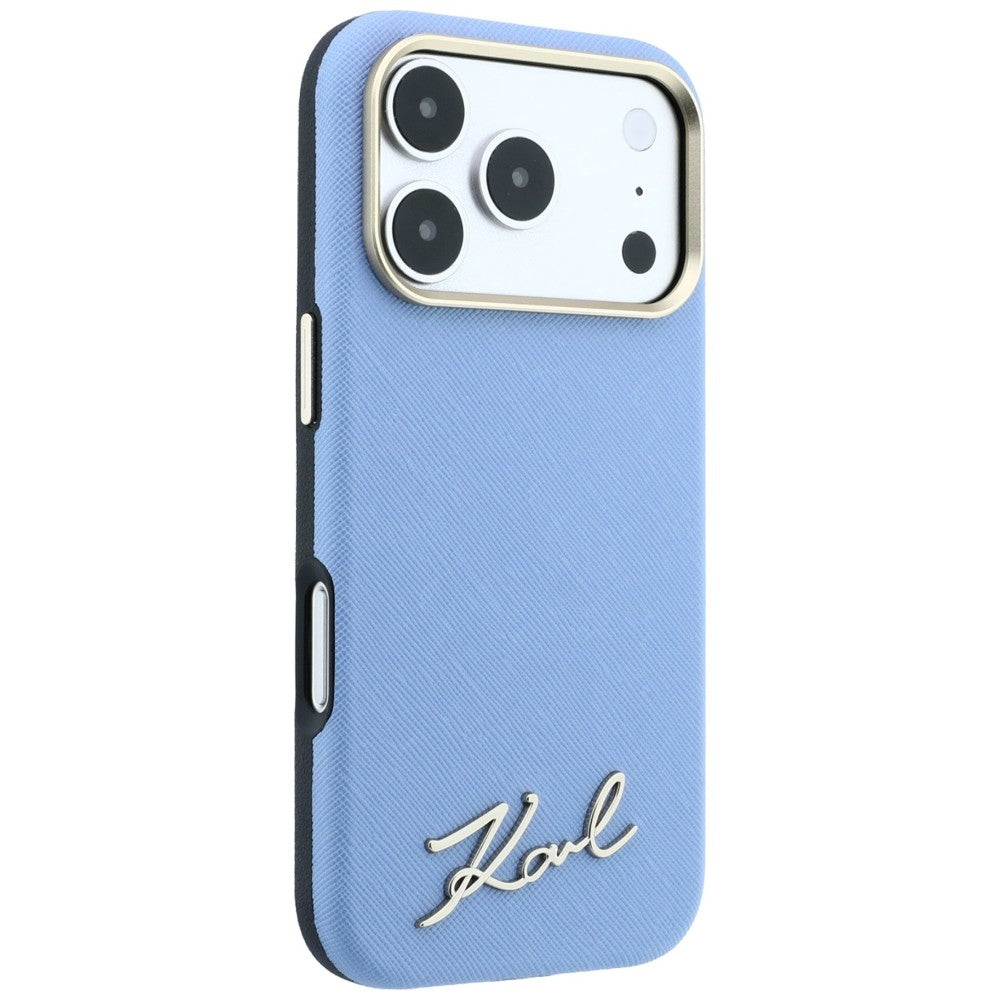 Θήκη MagSafe για Apple iPhone 18 Pro Max / 17 Pro Max, Karl Lagerfeld, Saffiano Small Script Metal Logo, Bleu