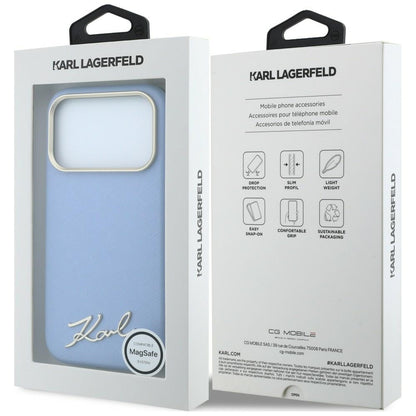 Θήκη MagSafe για Apple iPhone 18 Pro Max / 17 Pro Max, Karl Lagerfeld, Saffiano Small Script Metal Logo, Bleu