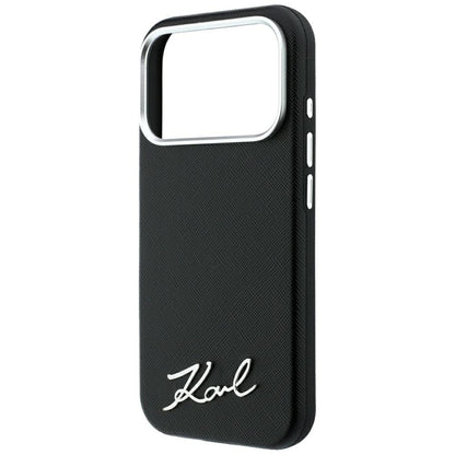 Θήκη MagSafe για Apple iPhone 18 Pro Max / 17 Pro Max, Karl Lagerfeld, Saffiano Small Script Metal Logo, Μαύρη