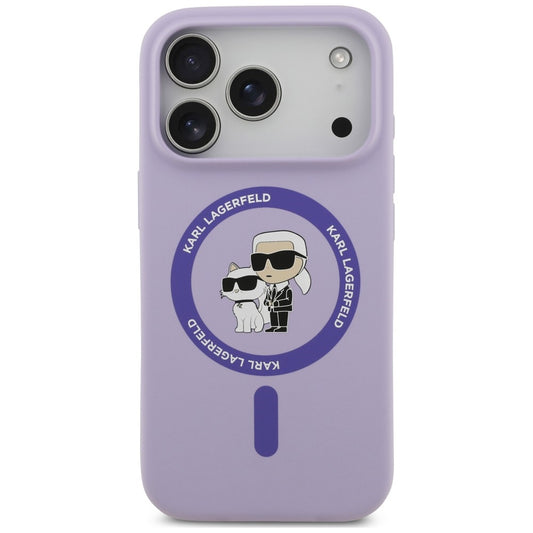 Θήκη MagSafe για Apple iPhone 18 Pro Max / 17 Pro Max, Karl Lagerfeld, Silicone Ring Karl & Choupette, Μωβ