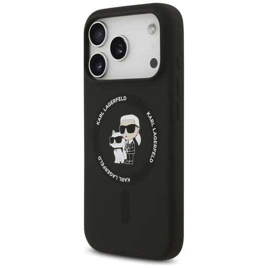 Θήκη MagSafe για Apple iPhone 18 Pro Max / 17 Pro Max, Karl Lagerfeld, Silicone Ring Karl & Choupette, Μαύρη