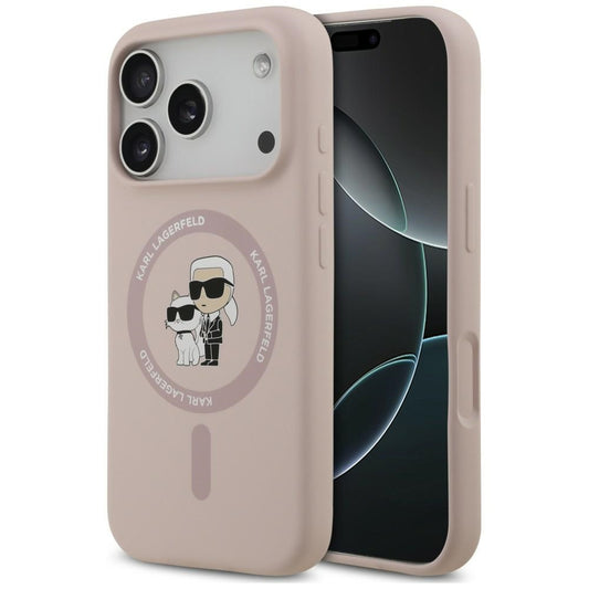 Θήκη MagSafe για Apple iPhone 18 Pro Max / 17 Pro Max, Karl Lagerfeld, Silicone Ring Karl & Choupette, Ροζ